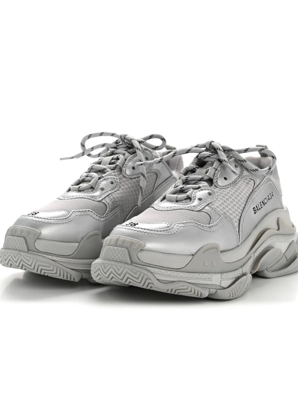 Balenciaga Triple S 38 Sneakers Metallic Silver